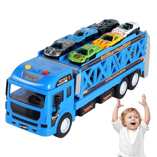Spielzeug-LKW-Transport-Autotransporter - Kleinkind-Rennstrecke, Zusammenklappbares Aufbewahrungskatapult, großer LKW, Früherziehungsspielzeug für 2 3 4 5 6 Jahre alt von Onlynery