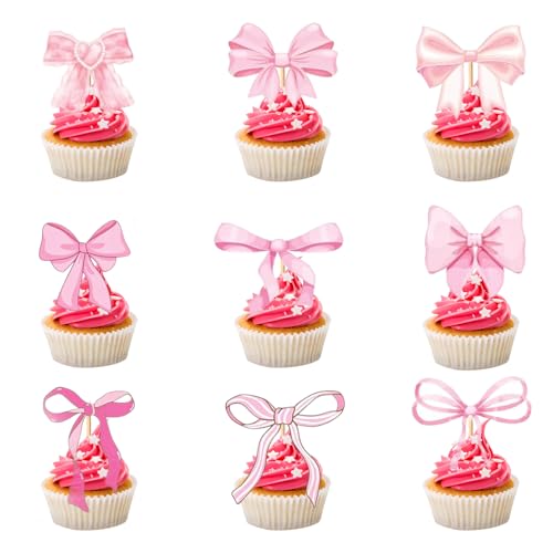 36 Stück Rosa Schleife Tortendeko Süße Cupcake Topper mit Schleife Coquette Geburtstagsdekorationen Mädchen Geburtstag Party Kuchen Dekorationen 36 Stück Rosa Schleife Tortendeko Süße Cupcake Topper mit Schleife Coquette Geburtstagsdekorationen Mädchen Geburtstag Party Kuchen Dekorationen von Onperpoe