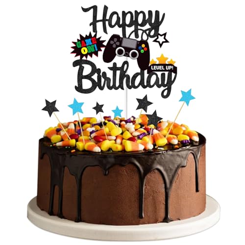 Happy Birthday Cake Topper Glitter Video Game Cake Pick Game On Cake Decoration GamePad Birthday Cake Toppers Cake Decorations for Game Theme Baby Shower Kids Birthday Party Decorations Supplies Happy Birthday Cake Topper Glitter Video Game Cake Pick Game On Cake Decoration GamePad Birthday Cake Toppers Cake Decorations for Game Theme Baby Shower Kids Birthday Party Decorations Supplies von Onperpoe
