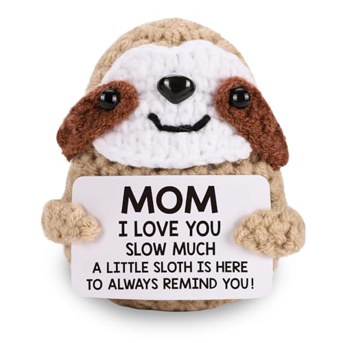 Inspirierendes positives Häkel-Faultier, emotionale Unterstützung, lustiges Faultier mit positiven Affirmationskarten, positive Geschenke für Frauen, gestricktes Faultier, inspirierende Geschenke für von Onperpoe