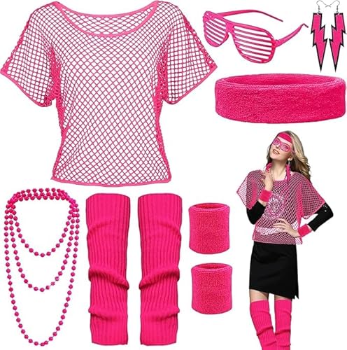 Onperpoe 80er 90er Jahre Outfit Damen Retro Kostüm Zubehör Set Neon Netzshirt,Ohrringe,Halsketten,Beinwärmer,Armbänder,Brille,Stirnband 80er Jahre Accessoires Frauen für Karneval,Fasching,Mottoparty Onperpoe 80er 90er Jahre Outfit Damen Retro Kostüm Zubehör Set Neon Netzshirt,Ohrringe,Halsketten,Beinwärmer,Armbänder,Brille,Stirnband 80er Jahre Accessoires Frauen für Karneval,Fasching,Mottoparty von Onperpoe