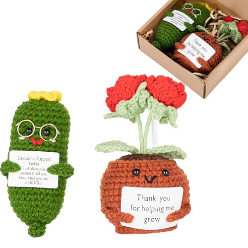 Onperpoe Emotionales Unterstützungsgeschenk, positive Gurke und positive Rose mit positiver Bestätigungskarte, lustige Geschenke, inspirierende Geschenke, positive Strickpuppe für Geburtstagsgeschenk, Onperpoe Emotionales Unterstützungsgeschenk, positive Gurke und positive Rose mit positiver Bestätigungskarte, lustige Geschenke, inspirierende Geschenke, positive Strickpuppe für Geburtstagsgeschenk, von Onperpoe