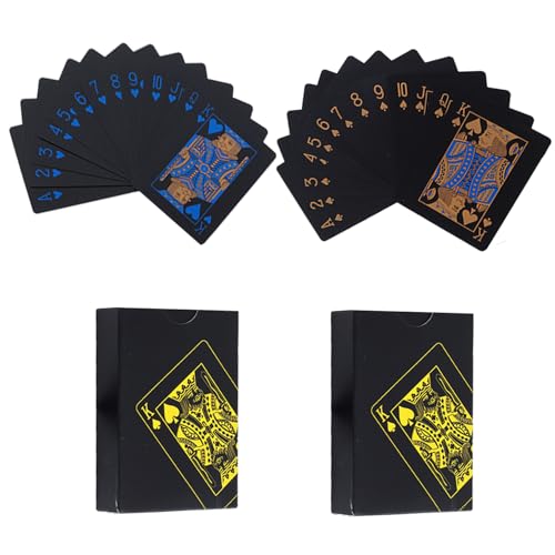 Onperpoe Spielkarten, PVC, wasserdicht, Standard-Spielkartendecks, coole blaue und goldene Pokerkarten für Party und Spiel, 2 Stück Onperpoe Spielkarten, PVC, wasserdicht, Standard-Spielkartendecks, coole blaue und goldene Pokerkarten für Party und Spiel, 2 Stück von Onperpoe