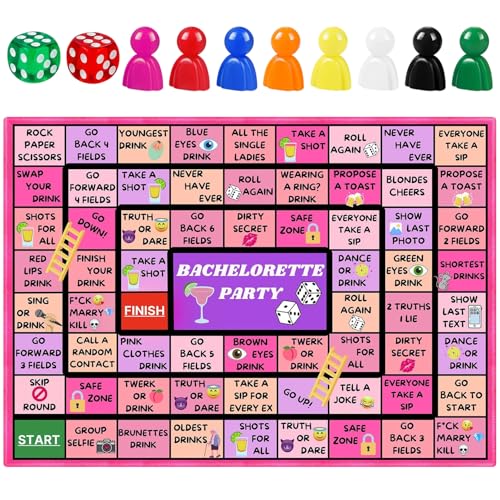 Trinkspiel Brettspiele Set mit Spielmatte Trinkspiele Partyspiele ab 18, Das Große Tischspiel für Erwachsene Würfelspiel Geschenk Würfelspiele mit Würfel & Plastikmünzen für Festival Partyartikel von Onperpoe