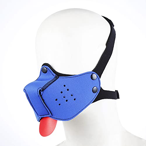 OnundOn Tierkopf Maske Hundemaske Halloween Kostüm Party Hood Weiß Karneval Masken Welpenmaske (Blau) von OnundOn