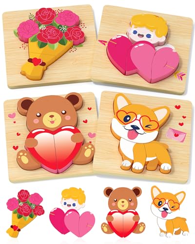 Oomloid Holzpuzzles für Kleinkinder, Geschenke für Kinder, Valentinstagsspielzeug, Valentinstagsgeschenk für Kinder, Klassenzimmer, Valentinstag, Partygeschenke für Kleinkinder, Jungen, Mädchen, 4 Oomloid Holzpuzzles für Kleinkinder, Geschenke für Kinder, Valentinstagsspielzeug, Valentinstagsgeschenk für Kinder, Klassenzimmer, Valentinstag, Partygeschenke für Kleinkinder, Jungen, Mädchen, 4 von Oomloid
