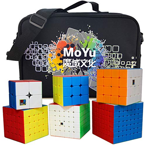 Oostifun FunnyGoo 6 Stickerless Magic Cube Set mit spezieller Aufbewahrungstasche, 2x2 3x3 4x4 5x5 6x6 7x7 Professionelles WCA Competition Cube Puzzle Set von Oostifun