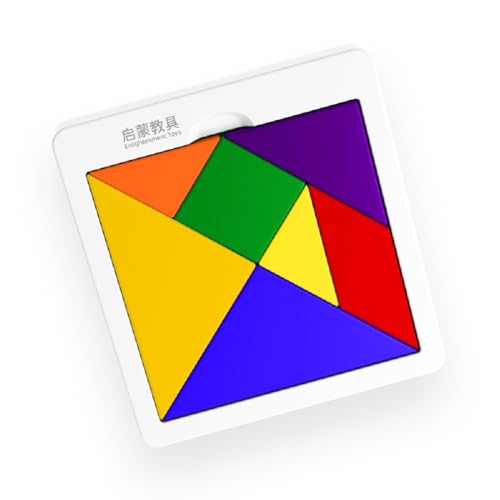 Bunte 7-Blöcke Jigsaw Shapes Gehirn Teaser Tangram Puzzle Pädagogisches Lernspielzeug für Mädchen Jungen Kleinkinder Geburtstag Weihnachten Kinder Tag Geschenk (helle Farbe) von Oostifun
