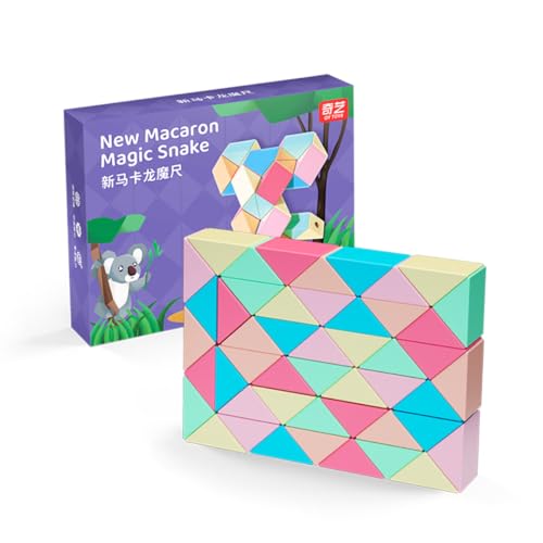 Eine Packung Magic Snake Cube Puzzle-Schlange Geburtstag Weihnachtsfeier Tasche Füller Strumpffüller für Kinder Twist Puzzle Gehirn Teaser Pädagogisches Spielzeug Macaron Multi Color (48 Blöcke) von Oostifun