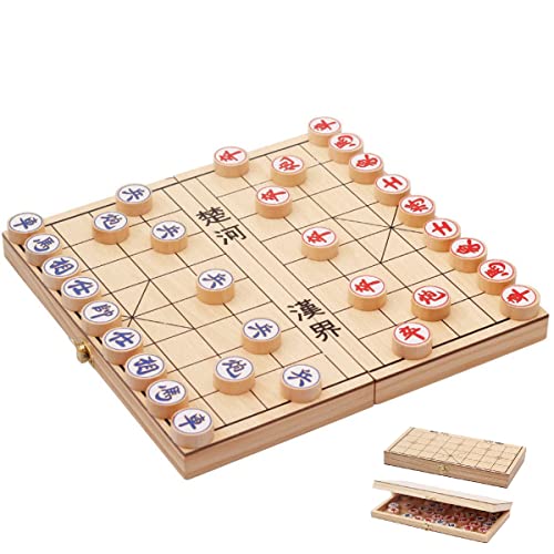 FunnyGoo Faltbares Chinesisches Schach-Set aus Holz, Reise-Brettspiele-Sets, die Xiangqi Brettspiele tragen von Oostifun
