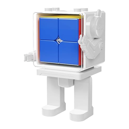 FunnyGoo MoYu Würfel Roboter Würfeln Klassenzimmer MFJS Meilong 2 2x2 2 Schichten Magic Puzzles Würfel Aufkleber mit weißem Roboter Form Display Stand von Oostifun
