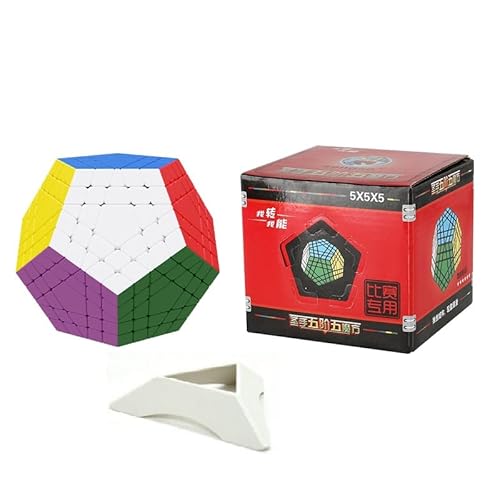 FunnyGoo Shengshou 5x5 Dodekaeder 12 Oberfläche Gigaminx Megaminx 5x5x12 magische Puzzlewürfel Aufkleber-los von einem Würfel Display Stand von Oostifun