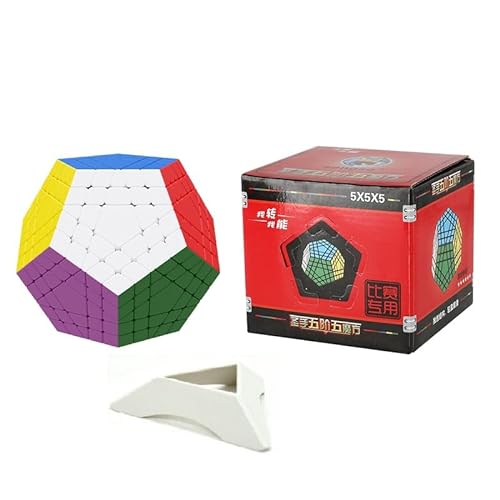 FunnyGoo Shengshou 5x5 Dodekaeder 12 Oberfläche Gigaminx Megaminx 5x5x12 magische Puzzlewürfel Aufkleber-los von einem Würfel Display Stand von Oostifun