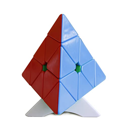 FunnyGoo YuXin Little Magic 3x3 Pyraminx M Triangle Pyramid magische Puzzlewürfel M Jinzita Puzzle 3D Turning Cube Multicolour Stickerless + Cube Stand von Oostifun