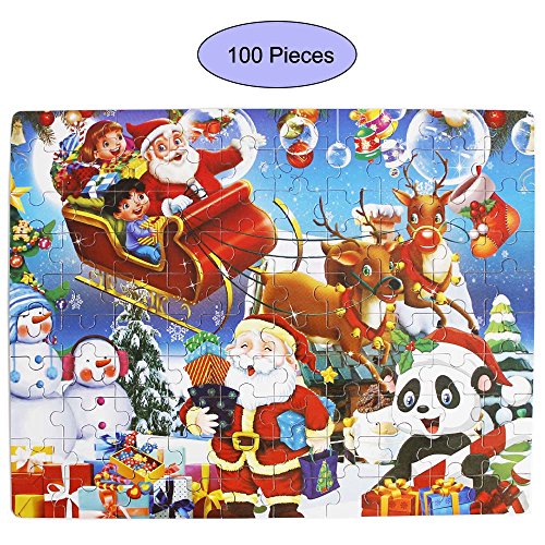 Gobus Holzpuzzle Weihnachtsmann Weihnachten Rentier Frohe Weihnachten Puzzle Bildung Puzzle Spielzeug für Kinder Jugendliche Erwachsene (100 pcs) von Oostifun