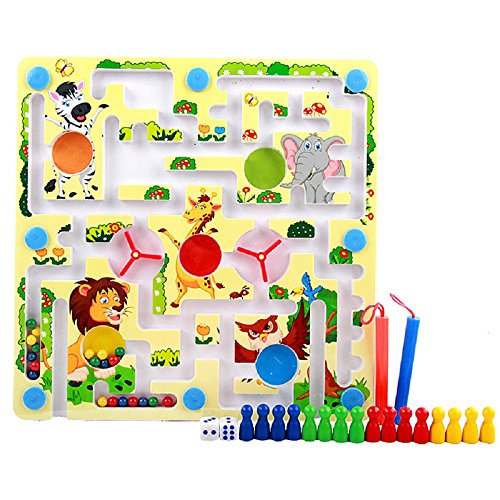 Gobus Perlen Labyrinth Doppelseitige Labyrinth Reverse Fliegen Schach Labyrinth Puzzle Pädagogisches Brettspiel Interaktive Labyrinth Spielzeug für Kinder Kinder Kleinkinder (Tiere) von Oostifun