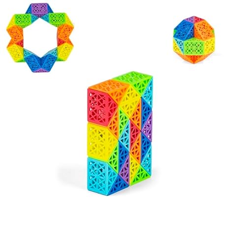 Hohle magische Schlange Würfel Puzzle Twist Puzzle Gehirn Teaser Pädagogisches Spielzeug Geburtstag Weihnachtsfeier Geschenk für Kinder Regenbogen Farbe Multicolor (24 Segmentblöcke) von Oostifun