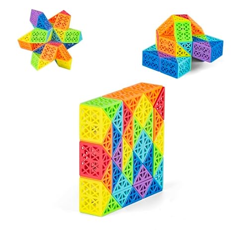 Hohle magische Schlange Würfel Puzzle Twist Puzzle Gehirn Teaser Pädagogisches Spielzeug Geburtstag Weihnachtsfeier Geschenk für Kinder Regenbogen Farbe Multicolor (36 Segmentblöcke) von Oostifun