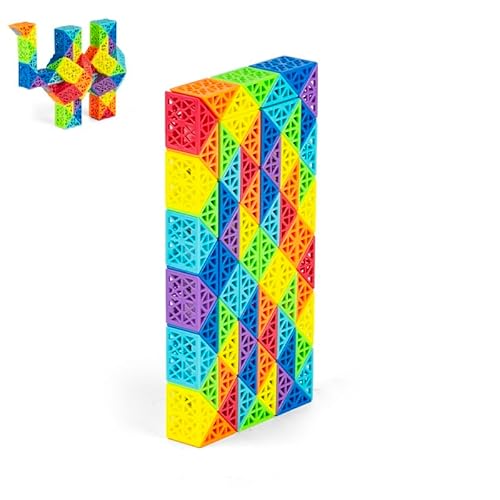 Hohle magische Schlange Würfel Puzzle Twist Puzzle Gehirn Teaser Pädagogisches Spielzeug Geburtstag Weihnachtsfeier Geschenk für Kinder Regenbogen Farbe Multicolor (72 Segmentblöcke) von Oostifun
