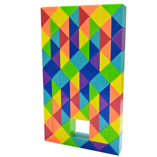Kreative helle Regenbogen Farbschema Magic Snake Cube Lineal Puzzle Twist Spielzeug Multicolor (108 Blöcke Magic Snake Cube) von Oostifun