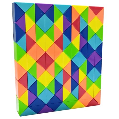 Kreative helle Regenbogen Farbschema Magic Snake Cube Lineal Puzzle Twist Spielzeug Multicolor (120 Blöcke Magic Snake Cube) von Oostifun