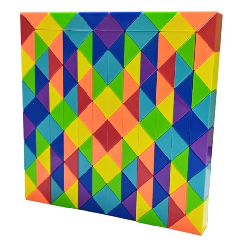 Kreative helle Regenbogen Farbschema Magic Snake Cube Lineal Puzzle Twist Spielzeug Multicolor (144 Blöcke Magic Snake Cube) von Oostifun