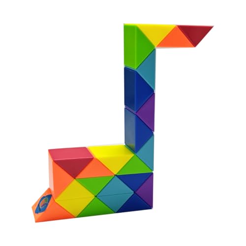 Kreative helle Regenbogen Farbschema Magic Snake Cube Lineal Puzzle Twist Spielzeug Multicolor (24 Blöcke Magic Snake Cube) von Oostifun