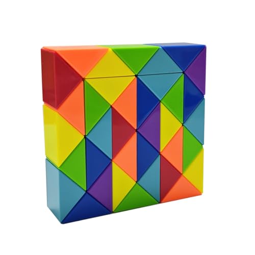 Kreative helle Regenbogen Farbschema Magic Snake Cube Lineal Puzzle Twist Spielzeug Multicolor (36 Blöcke Magic Snake Cube) von Oostifun