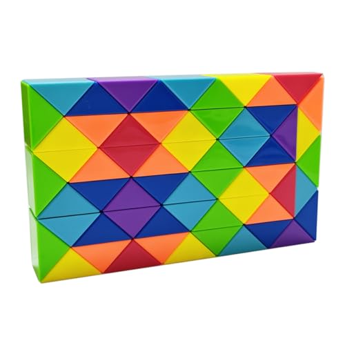 Kreative helle Regenbogen Farbschema Magic Snake Cube Lineal Puzzle Twist Spielzeug Multicolor (60 Blöcke Magic Snake Cube) von Oostifun