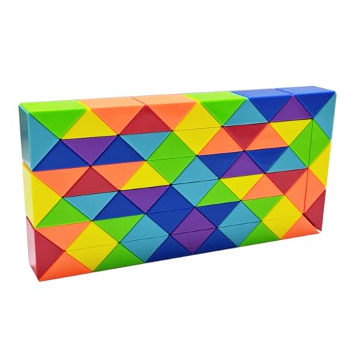 Kreative helle Regenbogen Farbschema Magic Snake Cube Lineal Puzzle Twist Spielzeug Multicolor (72 Blöcke Magic Snake Cube) von Oostifun