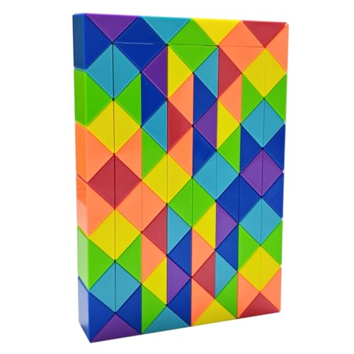 Kreative helle Regenbogen Farbschema Magic Snake Cube Lineal Puzzle Twist Spielzeug Multicolor (96 Blöcke Magic Snake Cube) von Oostifun