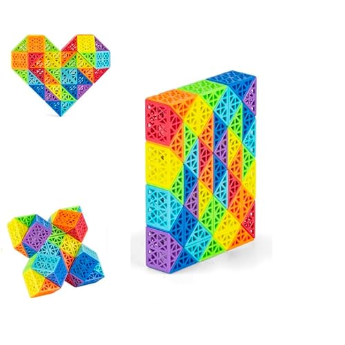 Kreatives Hohlstreifen Design Bright Regenbogen Farbschema Magic Snake Cube Lineal Puzzle Twist Spielzeug Multicolor (48 Blocks Teile Magic Snake Cube) von Oostifun