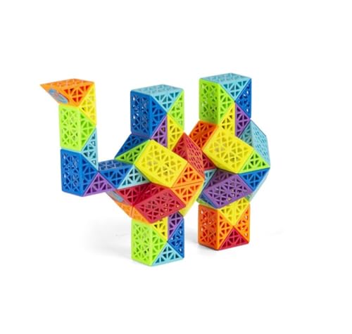 Kreatives Hohlstreifen Design Bright Regenbogen Farbschema Magic Snake Cube Lineal Puzzle Twist Spielzeug Multicolor (72 Blocks Teile Magic Snake Cube) von Oostifun
