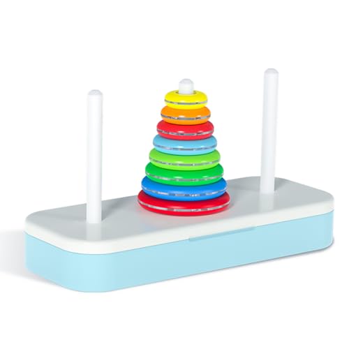 Oostifun Bildungsturm von Hanoi Klassischer Turm Puzzle Spielzeug Regenbogen Ringe (Advanced Version with 8 Rings) von Oostifun