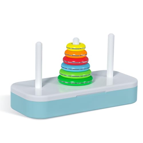 Oostifun Bildungsturm von Hanoi Klassischer Turm Puzzle Spielzeug Regenbogen Ringe (Enlightenment Version mit 6 Ringen) von Oostifun