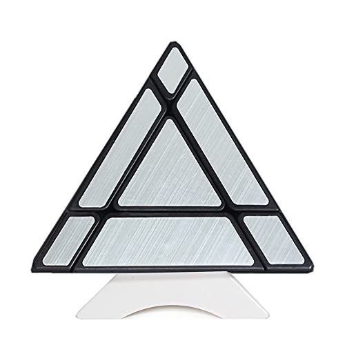 Oostifun FunnyGoo ShengShou 3x3 Spiegel Pyraminx Pyramide Dreieck Magische Puzzlewürfel Spiegelgeschwindigkeit Puzzlewürfel Schwarz Silber mit einem Würfelständer von Oostifun