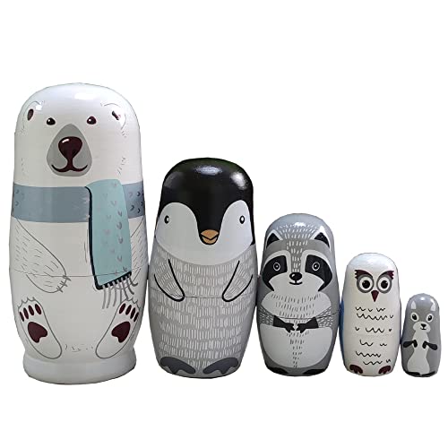 Oostifun Gobus Hölzerne Verschachtelungspuppe Russische Verschachtelungspuppen-Sets für Zuhause, Büro, Dekoration, Kleinigkeiten, Schlüsselsammlung, Kindergeschenke (Tiere im Winter, Eisbär, Pinguin) Oostifun Gobus Hölzerne Verschachtelungspuppe Russische Verschachtelungspuppen-Sets für Zuhause, Büro, Dekoration, Kleinigkeiten, Schlüsselsammlung, Kindergeschenke (Tiere im Winter, Eisbär, Pinguin) von Oostifun