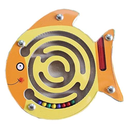 Oostifun Gobus Mini Animals Shape Bead Maze Bunte hölzerne Mini Tiere Form Stift Fahren Perlen Labyrinth pädagogisches Spielzeug Geschenk für Kinder (Fish Fisch) von Oostifun