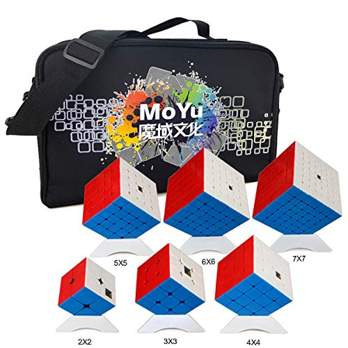Oostifun Gobus MoYu MoFangJiaoShi Speed Cube Kollektion mit Tragetasche: 2x2 3x3 4x4 5x5 6x6 7x7 Magic Cube Puzzle Cubes Set, Packung mit 6 Puzzle Cubes Geschenkset Stickerless von Oostifun