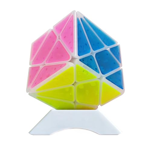Oostifun ICY Amber Cube Schwankungswinkel 3x3 Würfel Bian Huan Jingan 3x3x3 Twisty Puzzle Unregelmäßige Glatte Cube Puzzles Gehirn Teaser Puzzle Spielzeug mit einem Würfel Stativ (ICY Amber Color) von Oostifun