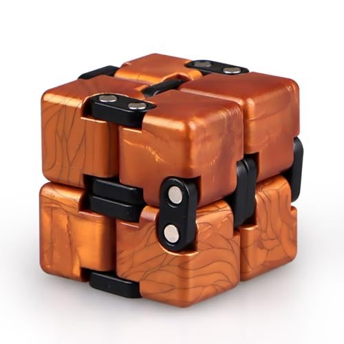 Oostifun Mini Infinity Cube Fidget Schreibtisch Spielzeug Blöcke, Magic Drehen Cube Schreibtisch Sensorische Spielzeug Stress Relief Tool Spiel Zubehör, Goldbraun von Oostifun