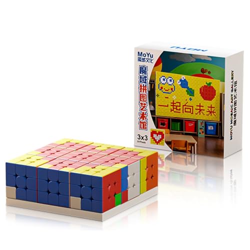 Oostifun MoYu 9 Stücke 3x3 Würfel Puzzle Sammlung mit Base Board, kann Puzzle Machen, öffnen Sie Ihren Geist von Oostifun