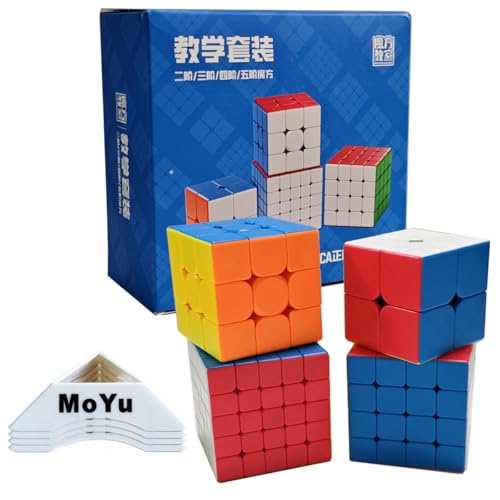 Oostifun MoYu MOFANGJIAOSHI Cubing Classroom MFJS WCA 2345 Würfel Puzzle Bundle 2x2 3x3 4x4 5x5 Wettbewerb Würfel Set mit Geschenk Verpackung für Vier Würfel Stative (Multi Color) von Oostifun
