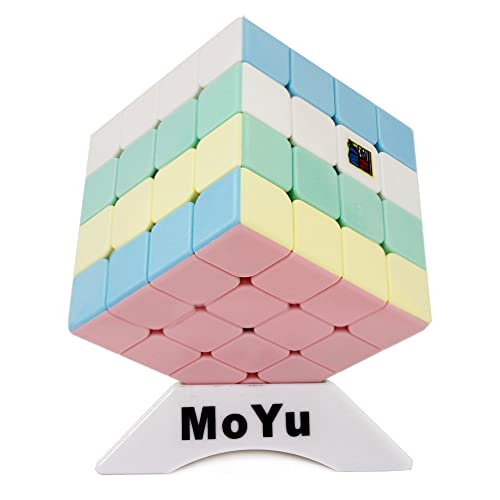 Oostifun Moyu MoFang JiaoShi Meilong Serie Würfel Meilong4 4x4x4 Würfel Hellrosa Aufkleberlose Würfel Klassenzimmer Meilong Forsted Surface Puzzle Würfel mit einem Würfel Stativ von Oostifun