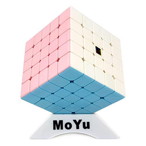 Oostifun Moyu MoFang JiaoShi Meilong Serie Würfel Meilong5 5x5x5 Würfel Hellrosa Aufkleberlose Würfel Klassenzimmer Meilong Forsted Surface Puzzle Würfel mit einem Würfel Stativ von Oostifun