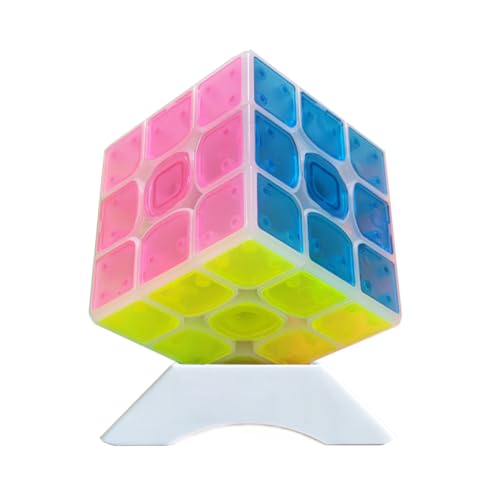 Oostifun Qimeng V3 3x3 Puzzle ICY Amber Cube 3x3x3 Glatte Puzzles Gehirn Teaser Spielzeug mit einem Würfel Stativ (ICY Amber Color) von Oostifun