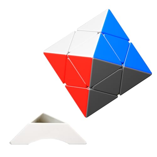 Oostifun Shengshou Zwei-Schicht FTO Würfel 2x2 Puzzle 8-Seiten Oktaeder Twist Speziell geformte Vier-Achsen Labyrinth Gehirn Teaser mit einem Würfel Stativ (Mehrfarbig) von Oostifun
