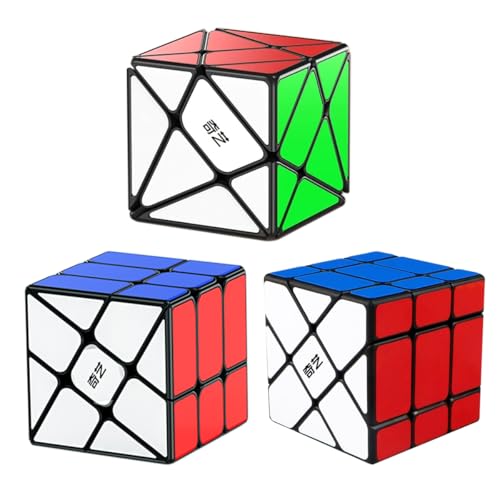 Oostifun Specific Cube Puzzle Sets-Pack of 3 (Include 3x3 Fluctuation Angle S Cube, Windmill S Cubes 2x3 Shape Mod, Fisher S 3x3x3 Shape Twisty Puzzles)(Black Patch) von Oostifun