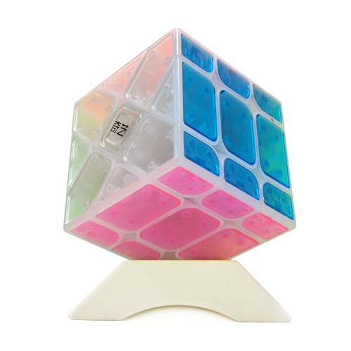 Oostifun Transparenter Eiskristall Mehrfarbiger Würfel Drehen 3D Puzzle (Fischer Yileng Mod Form 3x3 Würfel) von Oostifun