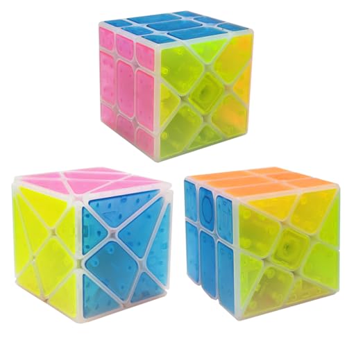 Oostifun Transparenter Eiskristall Mehrfarbiger Würfel Drehen 3D Puzzle (Packung von 3 Unregelmäßige Form Shift Mod Würfel) von Oostifun